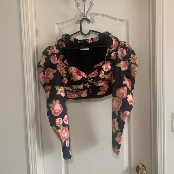 House of CB Rose Print Crop Top (Marcellina Top) - Picture 2 of 5